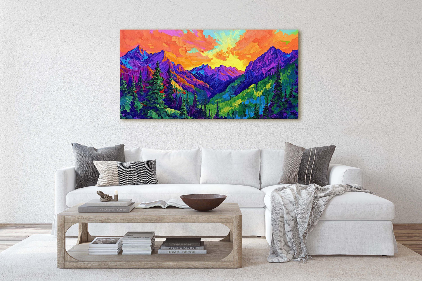Vibrant Mountain Art, Denali Mountain, Abstract Mountain