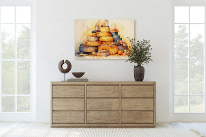 Cheese Lover Art, Dining Room Art, Kitchen Decor, Restaurant Art, Deli Decor, Fine Dining, Ready to Hand, Canvas Art Print