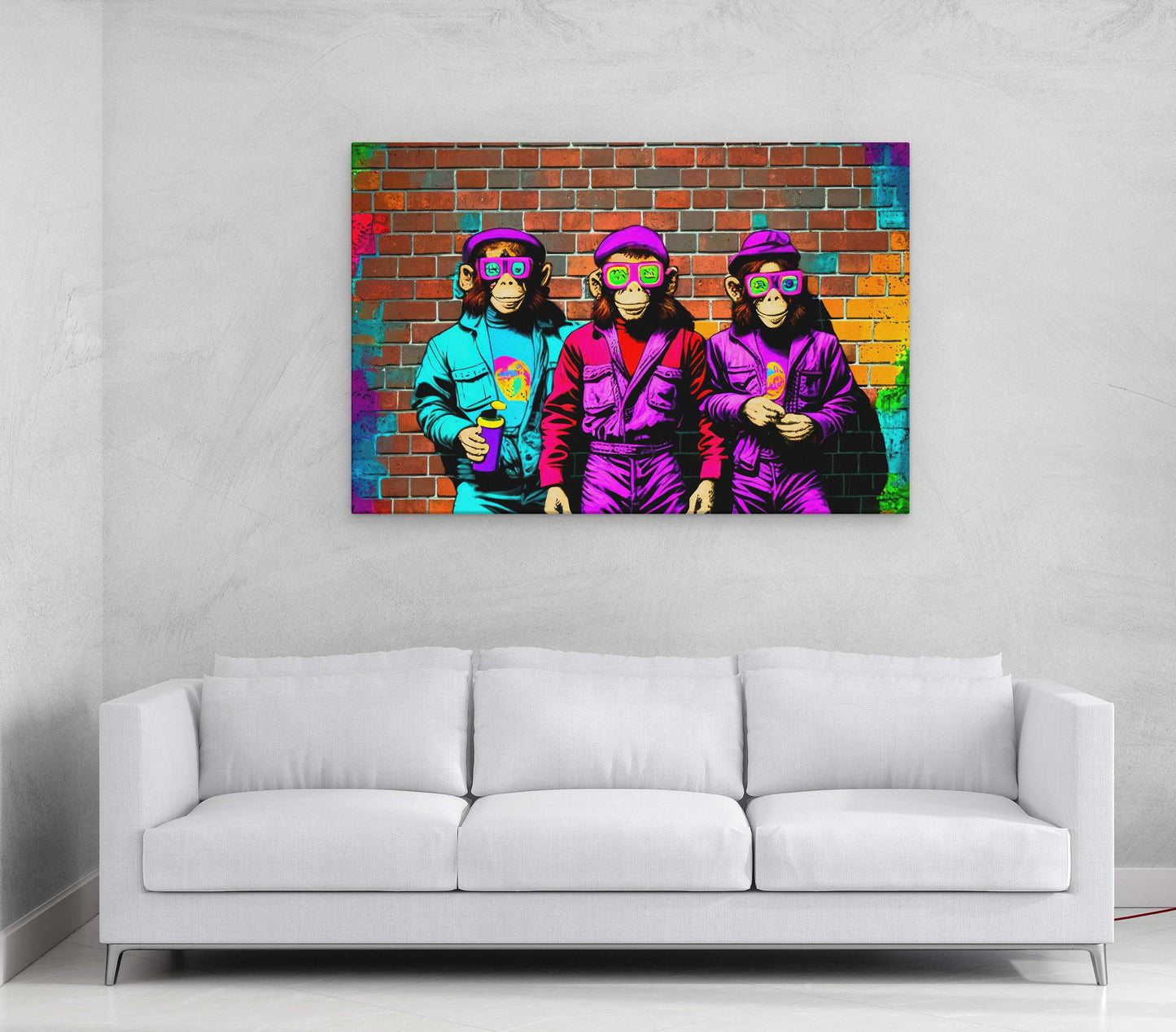 Street Monkey Canvas Art Ready To Hang Large Print, Man Cave, Video Game, Colorful, Pop art