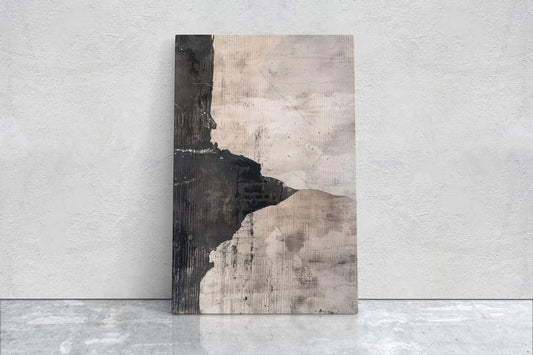 Wabi Sabi Artwork, Minimalist Texture, Neutral Tones, Black and White, Extra Large Print, Framed Canvas, Abstract, Texture