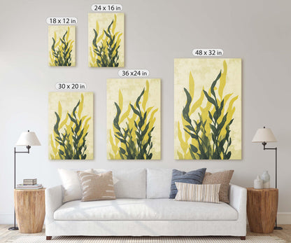 Modern Seaweed Art, Contemporary Plant, Green Botanical