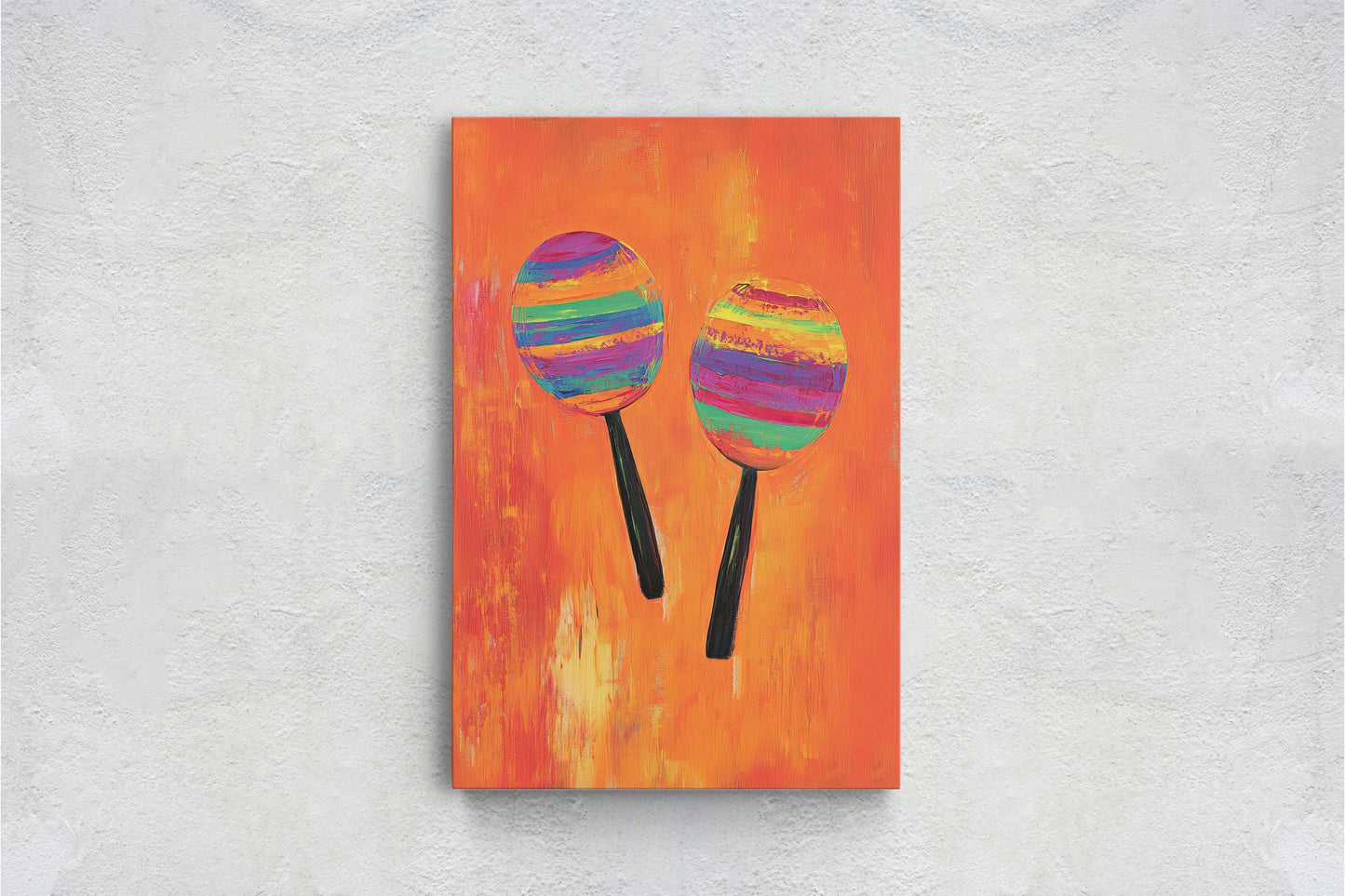 Maracas Art, Mexican Decor, Orange Decor, Southwester Art