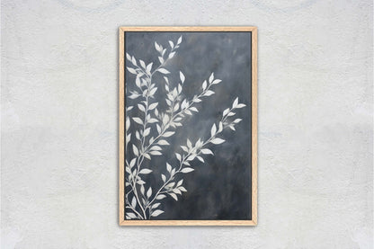 Black and White Floral, Botanical Art, Wildflower Decor, Farmhouse Print, Modern Art, Large Print, Framed Canvas