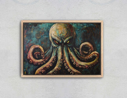 Cthulhu Painting, Evil Octopus, Scary Animal, Gothic Decor, Fantasy Creature