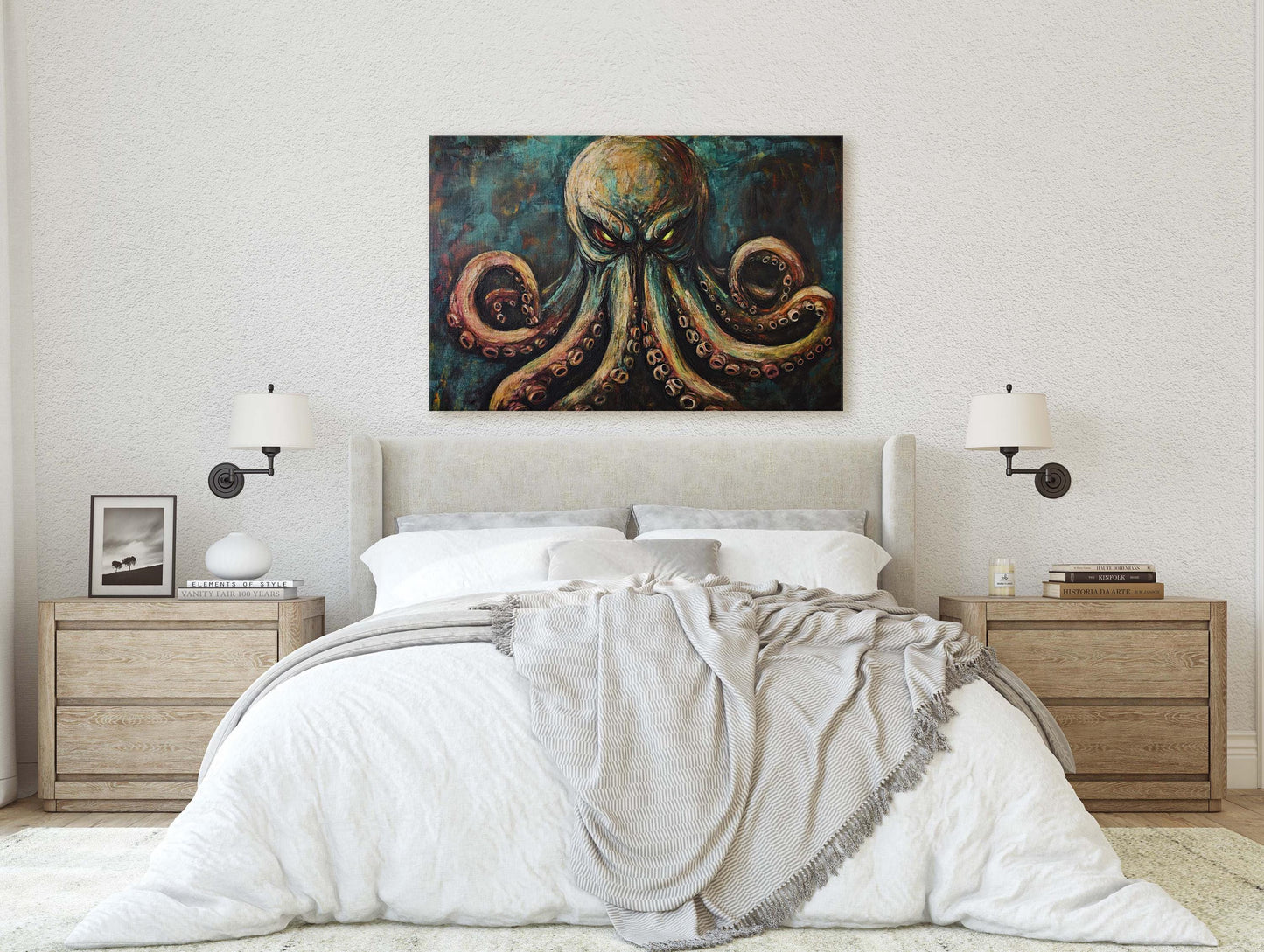 Cthulhu Painting, Evil Octopus, Scary Animal, Gothic Decor, Fantasy Creature