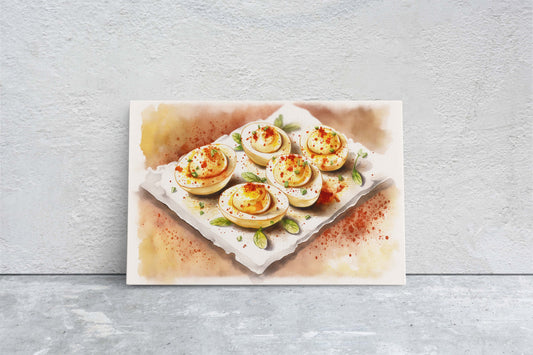 Deviled Eggs, Kitchen Decor, Watercolor Art, Ready to hang, Dining Room Art, Food Print, Egg Art, Restaurant Decor, Deli Art