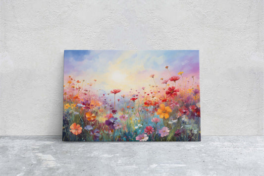 Large Flower Painting, Abstract Landscape Painting, Colorful Home Decor, Living room, Wall Decor,Framed Canvas