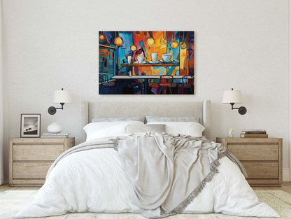 Coffee Shop Art, Coffee Art, Latte Painting, Pop Art, Modern Contemporary, Colorful Vivid, Abstract, Framed Canvas, Large Art print