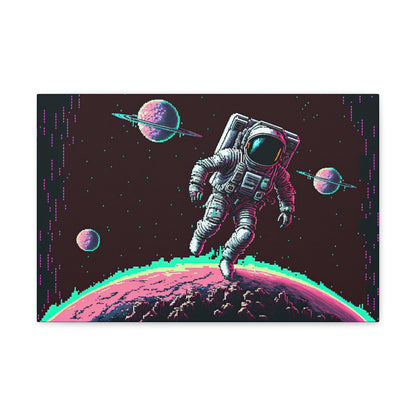 Astronaut Pixel Art | Synthwave Canvas Art Ready To Hang