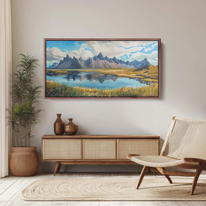 Vestrahorn Painting, Iceland Art,  Jökulsárlón Iceland, Iceland Fjord