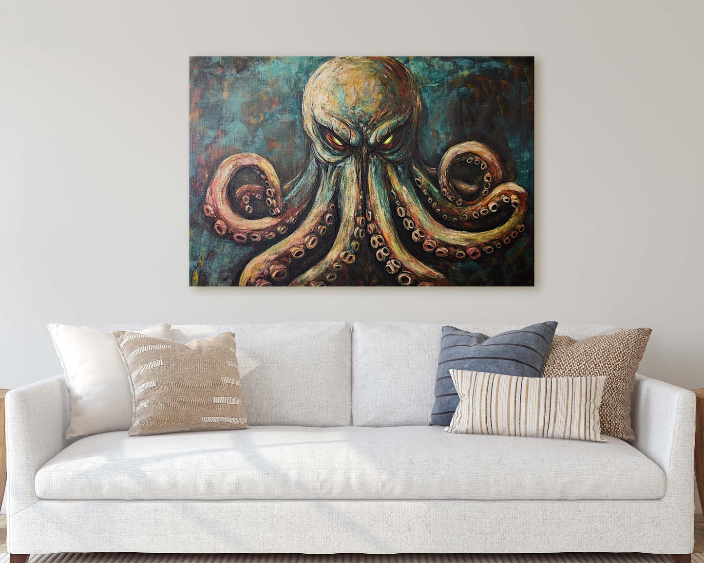 Cthulhu Painting, Evil Octopus, Scary Animal, Gothic Decor, Fantasy Creature