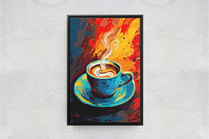 Coffee Art, Latte Painting, Pop Art, Modern Contemporary, Colorful Vivid, Abstract Representative, Framed Canvas, Large Art print