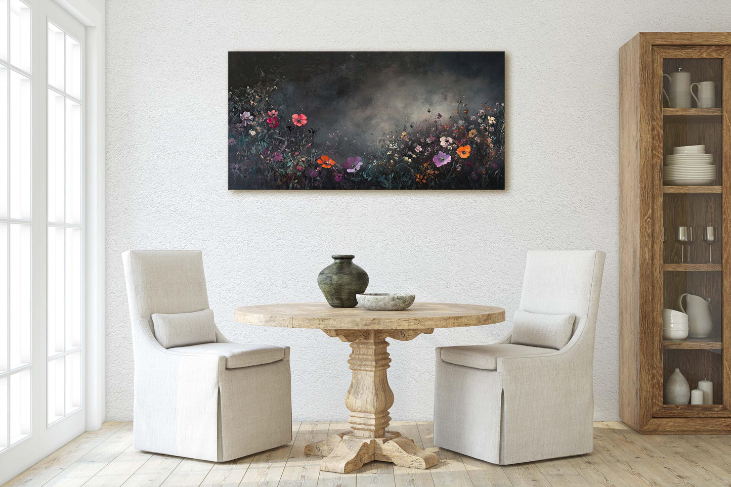 Moody Wildflowers, Flowers At Night, Dark Botanical, Wide Print