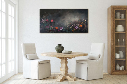 Moody Wildflowers, Flowers At Night, Dark Botanical, Wide Print