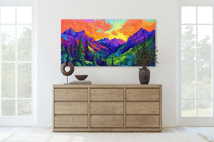Vibrant Mountain Art, Denali Mountain, Abstract Mountain