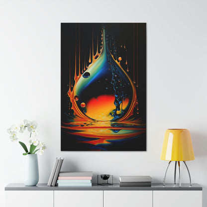 Water Drop Modern Art Canvas Ready To Hang Large Print, Man Cave, Colorful, Oil Drop