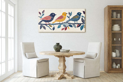 Linocut Bird Art, Scandinavian Art, Abstract Birds, Contemporary Decor