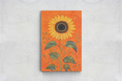 Orange Sunflower Painting, Contemporary Art, Living Room