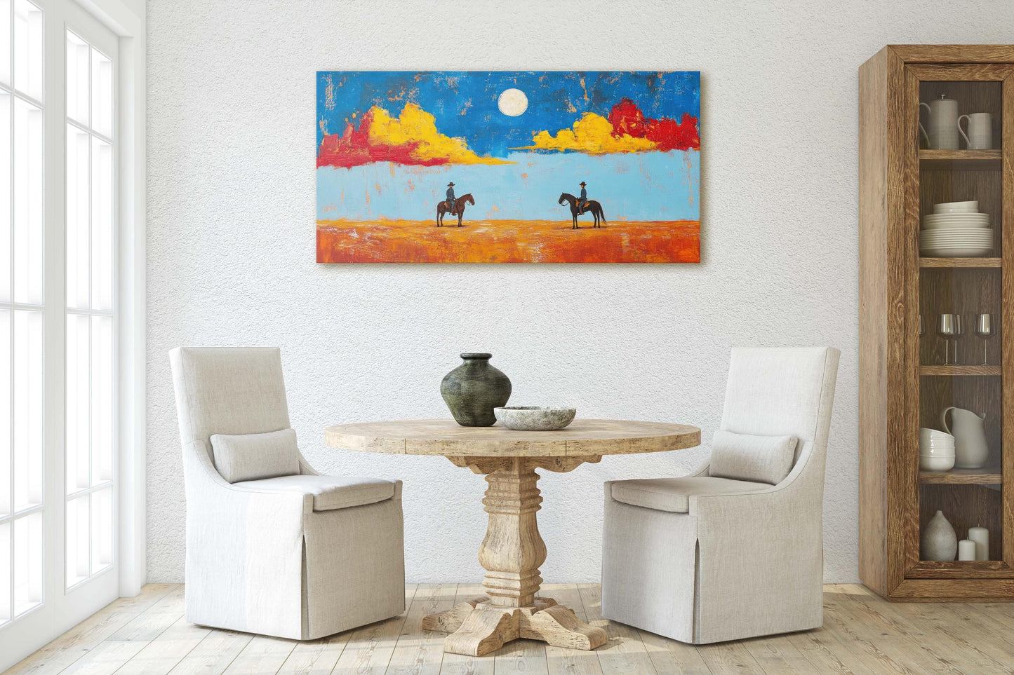 Meeting at High Noon, Cowboy Art, Old West, Frontier Art