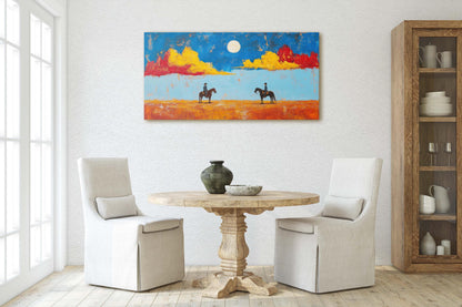 Meeting at High Noon, Cowboy Art, Old West, Frontier Art