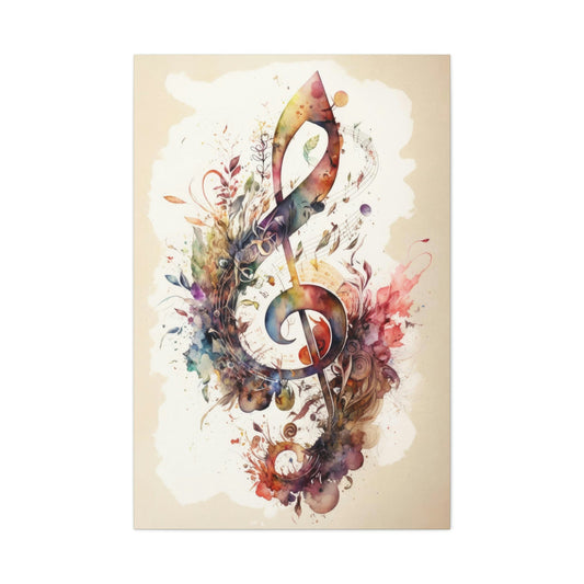 Musical Note Watercolor Canvas Ready To Hang Large Print, Musician Art