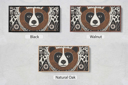 Bear Folk Art, Scandinavian Print, Large Canvas, Linocut Print