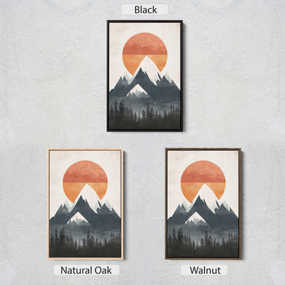 Mountain Sunrise, Contemporary Print, Linocut Print, Scandinavian Design, Modern