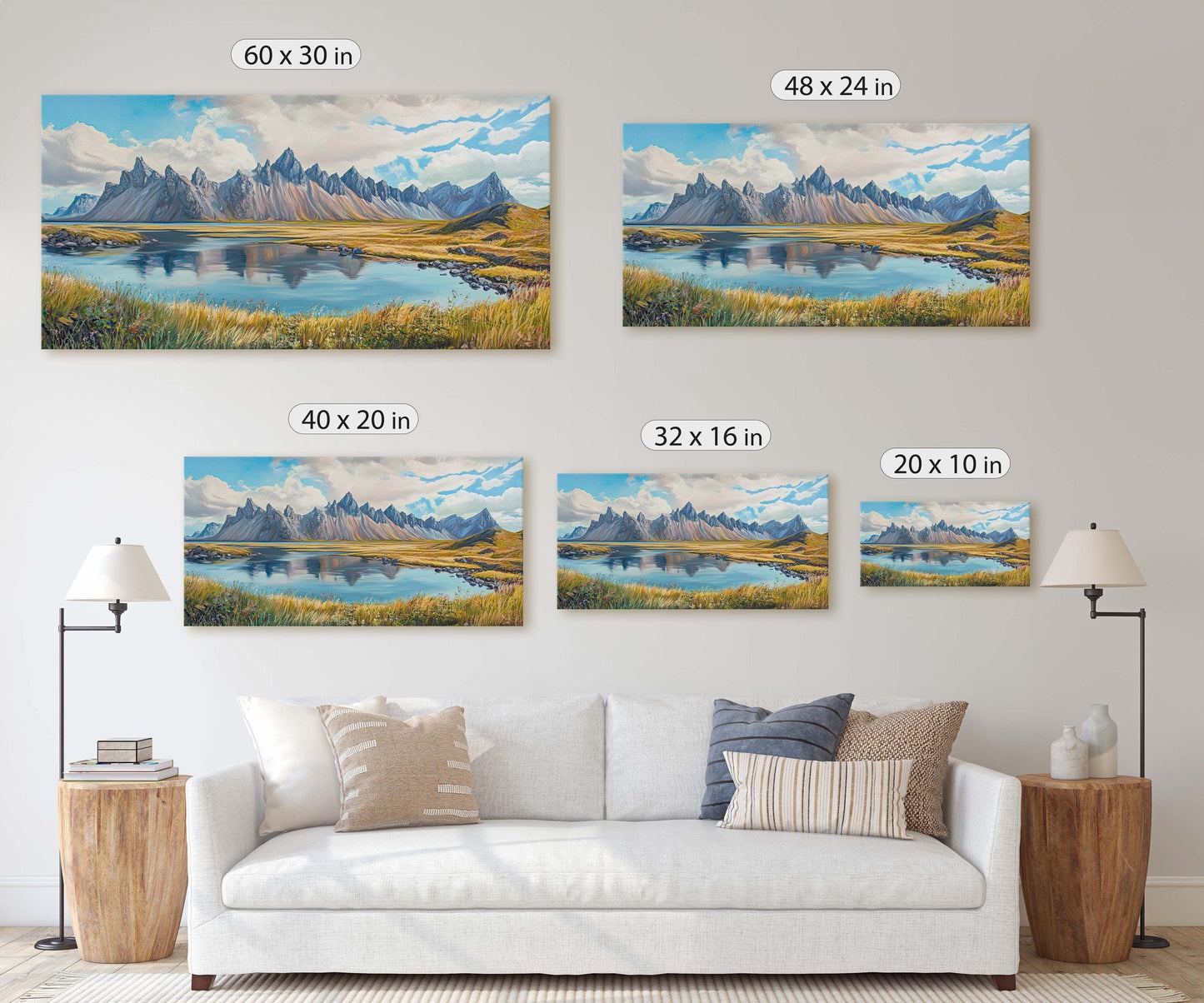 Vestrahorn Painting, Iceland Art,  Jökulsárlón Iceland, Iceland Fjord
