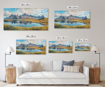 Vestrahorn Painting, Iceland Art,  Jökulsárlón Iceland, Iceland Fjord
