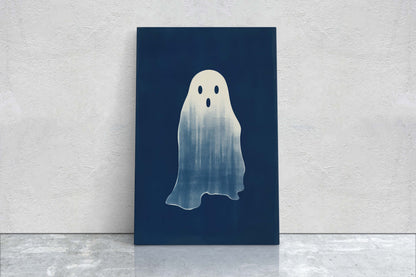 Cute Ghost Illustration, Halloween Ghost, Friendly Ghost, Happy Ghost, Fun Spirit, Halloween Poster, Canvas Art, Kid Friendly Halloween
