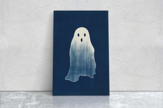 Cute Ghost Illustration, Halloween Ghost, Friendly Ghost, Happy Ghost, Fun Spirit, Halloween Poster, Canvas Art, Kid Friendly Halloween