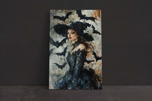 Beautiful Witch, Bat Witch, Creepy Decor, Halloween Gothic, Vintage Decor, Dark Arts, Dark Academia, Scary Art