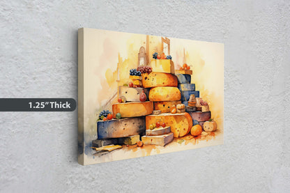 Cheese Lover Art, Dining Room Art, Kitchen Decor, Restaurant Art, Deli Decor, Fine Dining, Ready to Hand, Canvas Art Print