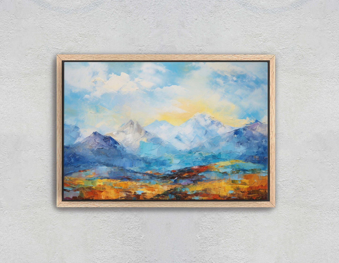 Abstract Mountains, Impressionist Art, Mountain Landscape, Scenic Decor, Painting Print, Framed Canvas, Large Art Print