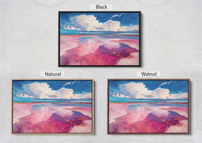 Abstract Beach, Surreal Beach Painting, Pink Blue