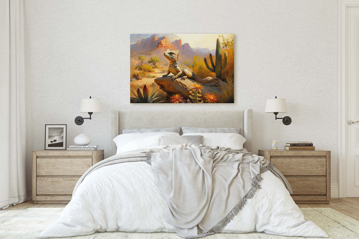 Lizard Desert, Iguana Decor, Reptile Print, Desert Decor, Southwestern Art, Desert Landscape, Ready to Hang