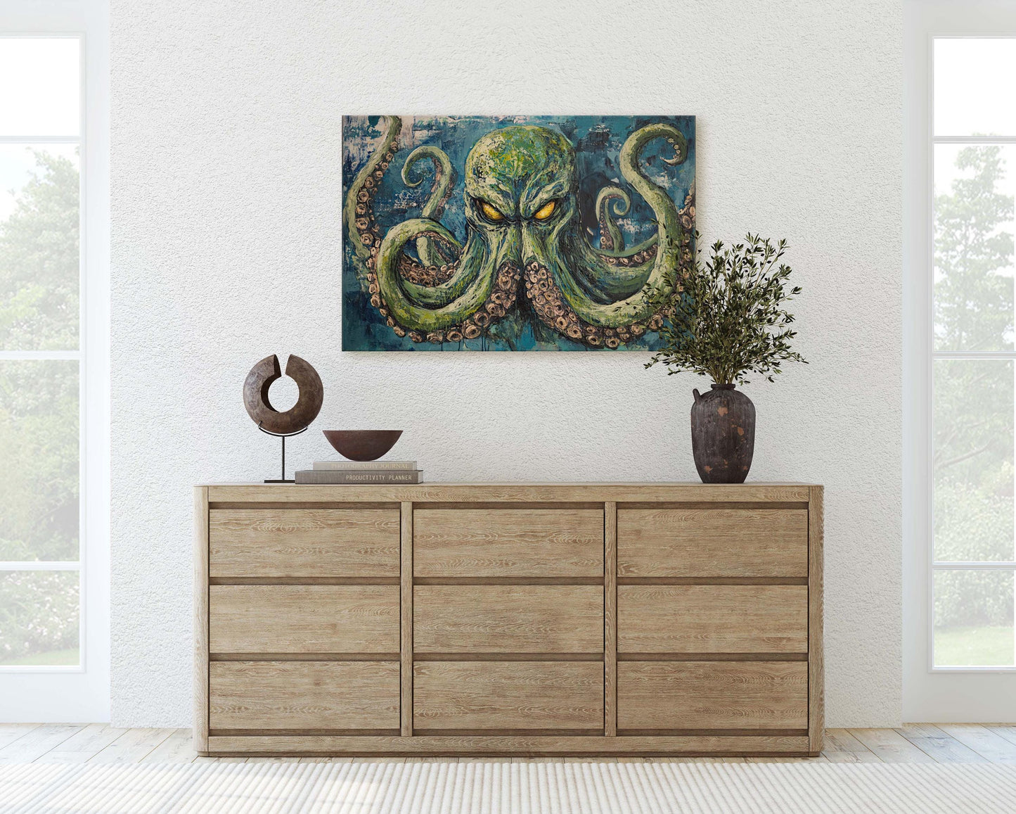 Cthulhu Painting, Evil Octopus, Fantasy Creature, Horror Art