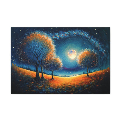 Moonlit Trees Canvas Art Ready To Hang
