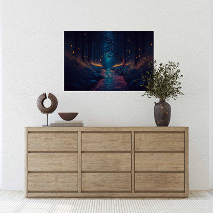 Mystical Firefly Forest Canvas Art Ready To Hang Large Print, Oil Painting, Fantasy Forest