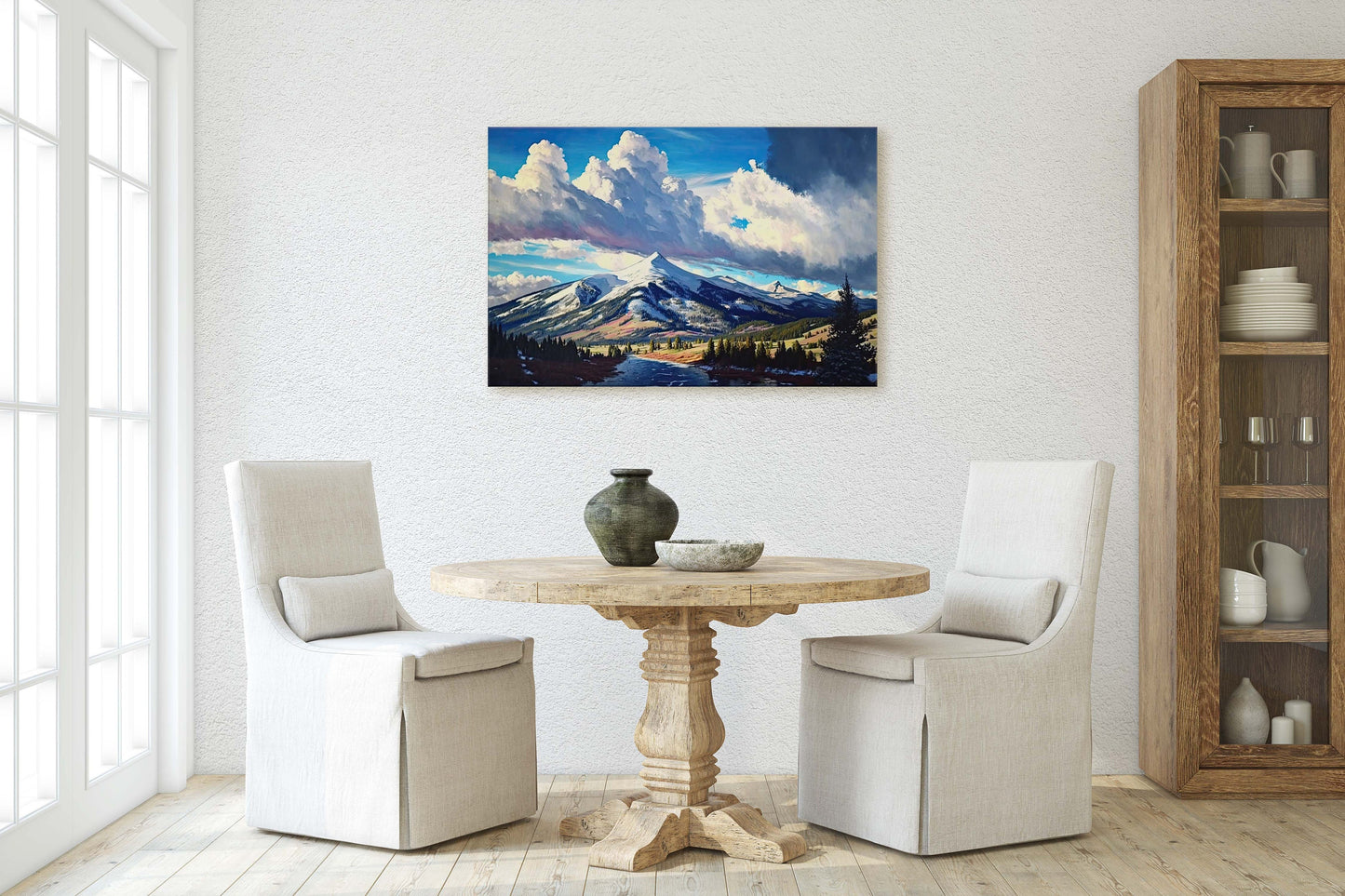 Big Sky Montana, Canvas Art, Ready To Hang, Large Print, Landscape Painting, Dramatic Landscape, Mountain Range, Blue sky mountain,