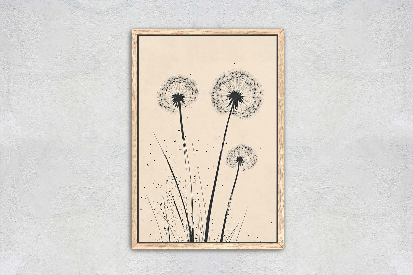 Minimalist Dandelion, Dandelion Print, Black and White, Cream, Neutral Colors