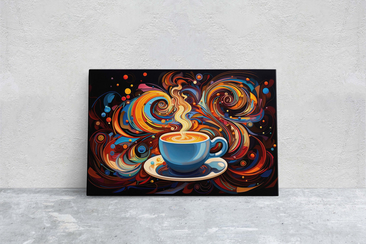 Modern Coffee, Coffee Art, Latte Painting, Pop Art, Modern Contemporary, Colorful Vivid, Abstract, Framed Canvas, Large Art print