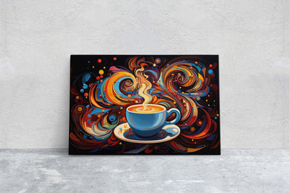 Modern Coffee, Coffee Art, Latte Painting, Pop Art, Modern Contemporary, Colorful Vivid, Abstract, Framed Canvas, Large Art print