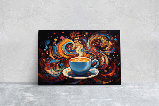 Modern Coffee, Coffee Art, Latte Painting, Pop Art, Modern Contemporary, Colorful Vivid, Abstract, Framed Canvas, Large Art print