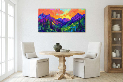 Vibrant Mountain Art, Denali Mountain, Abstract Mountain