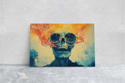 Flaming Skull, Screaming Skeleton, Gothic Decor, Halloween Art, Pop Art, Creepy Decor, Scary Art