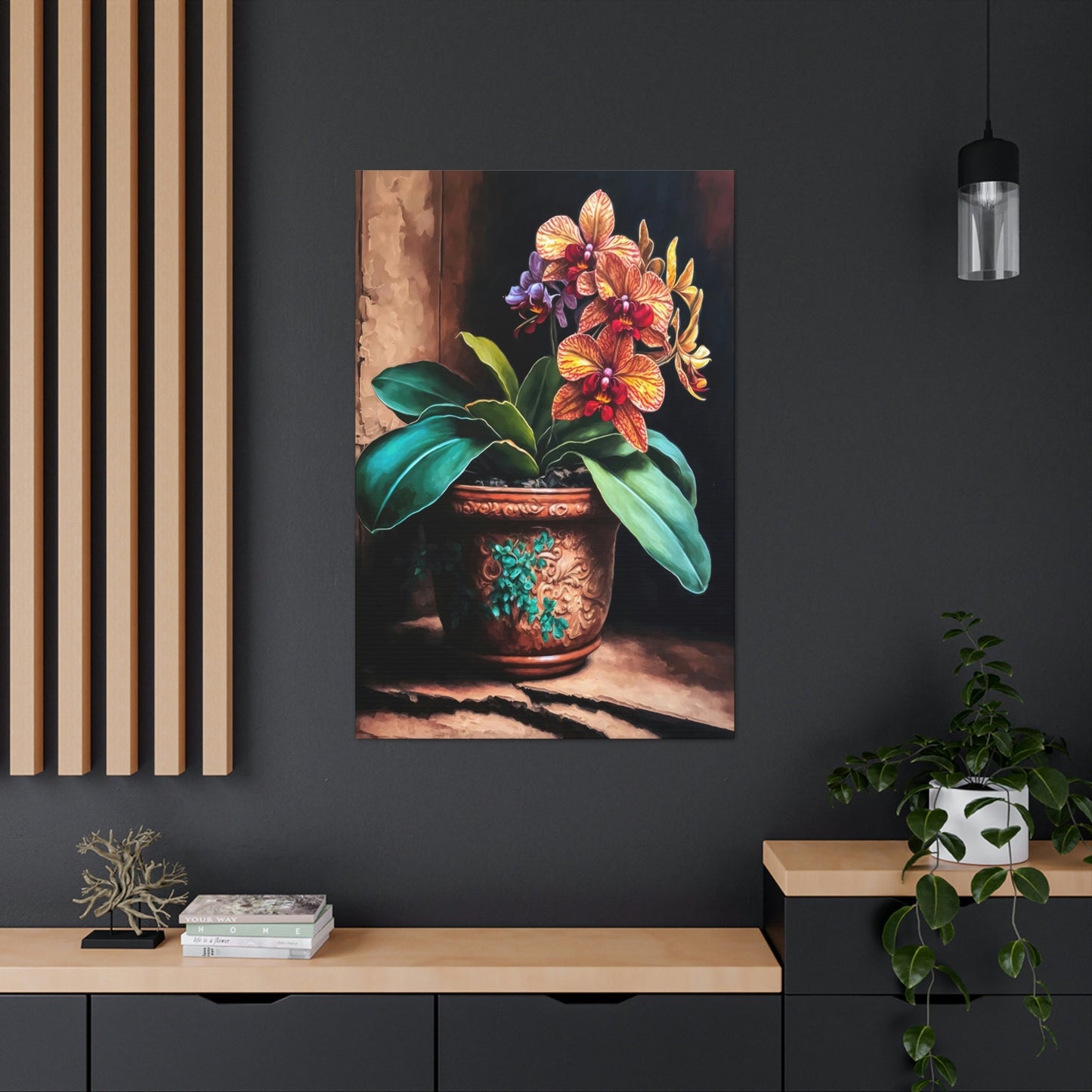 Potted Orchid Canvas Ready To Hang Large Print, Flowers, Painting