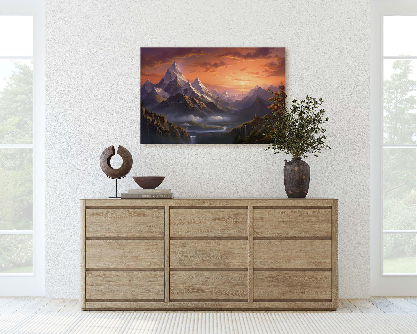 Large Abstract Mountain Painting, Original Scenery Painting, Landscape Room Decor, Living room Wall Decor,  Nature Wall Art
