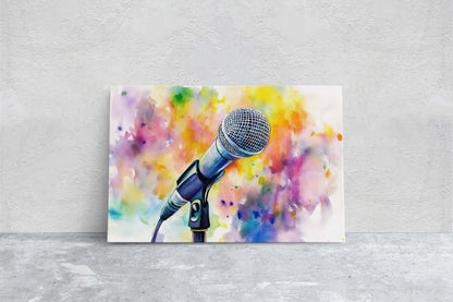Microphone Art, Watercolor Mic, Gift for Singer