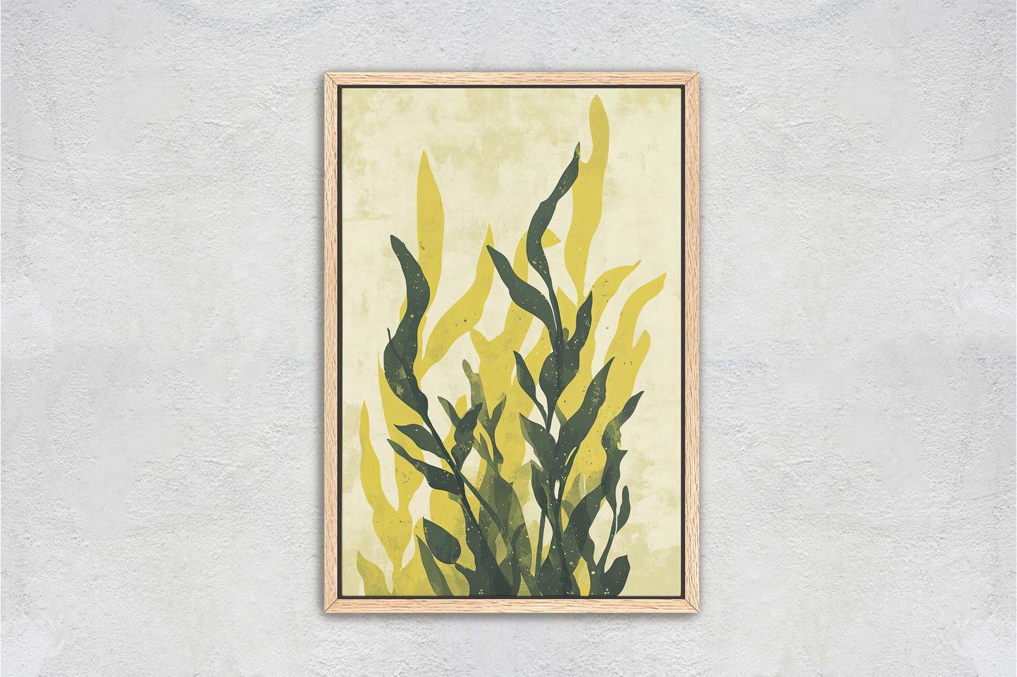 Modern Seaweed Art, Contemporary Plant, Green Botanical